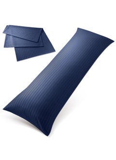 Buy Hotel Linen Klub Long Body 1Pc Stripe Pillowcase - 100% Microfiber  with envelope closure, Soft and Durable Quality, Size : 45 x 125cm , Navy Blue in UAE