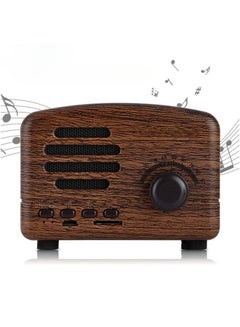 Buy Portable Retro Bluetooth Speaker Old Fashioned Classic Style Wood Desktop FM Radio Bass Stereo Mic USB Memory Card Support in Saudi Arabia