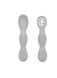 Buy BabiesBasic Soft Tip BPA Free Silicone First Stage Training Spoon with Masher- Grey in UAE