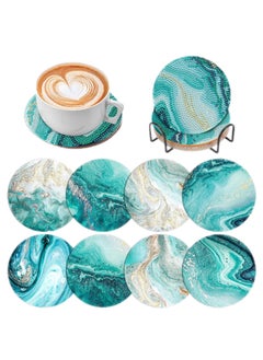 Buy Diamond Art Coasters Set  8 Pcs Round Wooden Cup Holders with DIY Kit, Perfect for Home Bar Table Decor, Crafts & Gifts in UAE