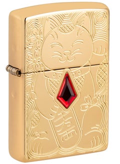 Buy Zippo 49802 169 Lucky Cat Design Armor High Polish Brass Windproof Lighter in UAE