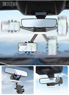 Buy Rearview Mirror Phone Holder for Car-360° Rotatable and Retractable Car Phone Holder with Adjustable Length Upgraded Multifunctional Rearview Mirror Phone Holder for All Mobile Phones and All Car in Saudi Arabia