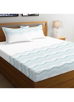 Buy Valley King-Sized Fitted Sheet Set, Blue & White - 180x200 cm in UAE