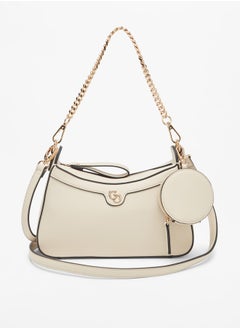 Buy Women's Solid Shoulder Bag with Detachable Chain Strap and Pouch in UAE