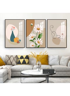 اشتري 3PCS Wall Art Bright Style Minimalist Decor Modern Abstract Canvas Prints Poster Picture Framed Paintings Decorations في الامارات