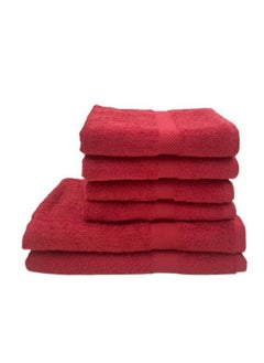 Buy Gardenia (Red) Premium Towels (Set of 4 Hand & 2 Bath Towel) 100% Cotton, Highly Absorbent and Ultrasoft Bath Linen with Diamond Dobby -550 Gsm in UAE