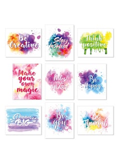 Buy Set of 9 Watercolor Inspirational Wall Art Prints Abstract Paint Motivational Quote Phrases Posters for Living Room Office Classroom Kids Room Decoration 8x10inch Unframed in UAE