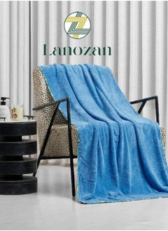 Buy Large Bath Towel Size 180*90*3cm Blue in Saudi Arabia