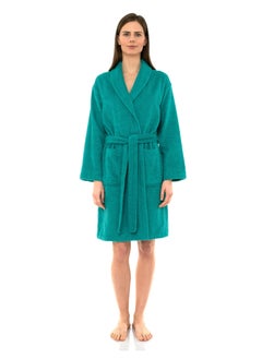 Buy Peacock Green Colour Luxury Suite Terry Bath Robe XL Size in UAE