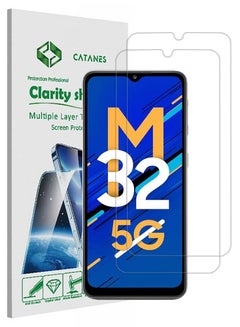Buy 2 Pack For Samsung Galaxy M32 Screen Protector Tempered Glass Full Glue Back in UAE