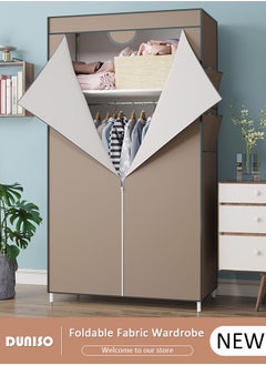 Buy Foldable Fabric Wardrobe with Clothes Rail, Clothes Storage, Non Woven Fabrics Cabinet, Clothes Rack for Bags, Toys, Shoes, Living Room, Bedroom, Cloakroom in UAE