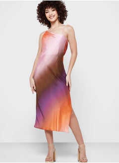 Buy Asymmetric Strappy Printed Dress in Saudi Arabia