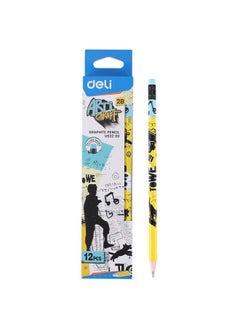 Buy Graphite 2B Pencil With Eraser Box 12 Pcs in Egypt