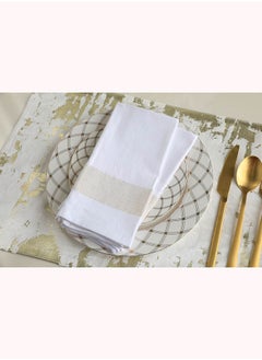 Buy Elegance Stripe 4-piece Napkin Set 45x45cm-gold in UAE