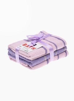 اشتري 100% Cotton Hand Towel Set of 3 Purple/ Blue/ Purple 50x90 cm في الامارات