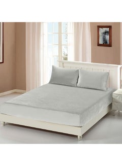 Buy 3-Piece Cotton King Fitted Bedsheet Set Light Grey 6 x 30 x 25 cm CN K3PCFTDS-LGRD in Saudi Arabia