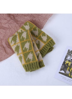 اشتري Kids Winter Knit Scarf Plaid Warm Neck Gaiterhoundstooth green houndstooth green في الامارات