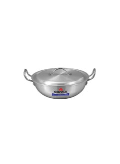 Buy Sonex Traditional Round Karahi Stainless Steel Wok, Authentic Asian Cooking, Generous Size, Long Lasting Durable Construction, Kitchen Essentials, Metal Finish in UAE