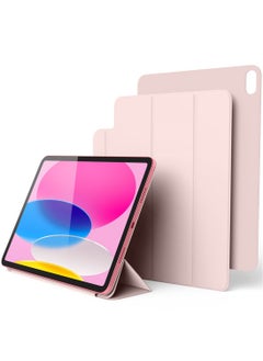 Buy Magnetic Folio iPad 10th Generation Case Cover (2022) 10.9 inch [Magnet Integrated Back Plate attaches to Metal Surfaces] - Sand Pink in UAE