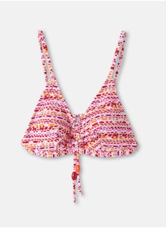 Buy Plunge Neck Tie Detail Bikini Top in UAE