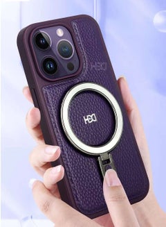 Buy Leather Case for iPhone 14 Pro Max Phone Case with Ring Holder Protective Shockproof Cover in UAE