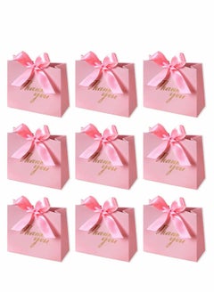 اشتري Thank You Gift Bags, 20 Pack Small Thank You Gift Bag Party Favor Bags Treat Boxes with Rose Red Bow Ribbon, Pink Pattern Paper Gift Bags Bulk for Wedding Baby Shower Business Party Supplies في السعودية