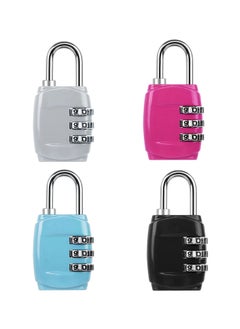 Buy Luggage Locks Combination Padlocks, 3 Digit Combination Padlock Codes with Alloy Body Mini Small Combination Lock Trolley Luggage Padlock Gym Lockers Travel Bag Suit Case Bike Locks (4 pcs) in UAE