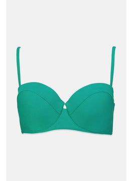 Buy Women 1 Pc Padded Underwired Textured Bikini Top, Green in Saudi Arabia