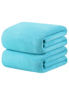 Buy 2-Piece Microfiber Bath Towel 70*140cm, Soft, Durable, Super Absorbent and Fast Drying, Sky Blue in UAE