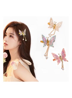 Buy 3Pcs Butterfly Hair Clip, Tassel Metal Hair Claw Clips, with Rhinestones, SYOSI Multi-color Hair Clips Tassel Gold Fashion Nonslip Hair Clips for All  Women Girls Styling Tools Hair Accessories in UAE