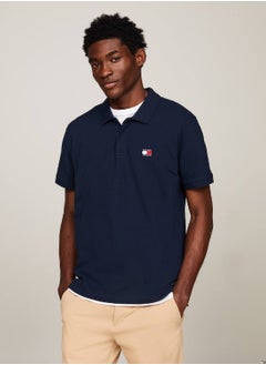 Buy Men's Tommy Badge Regular Fit Polo -  Pure cotton, Blue in UAE