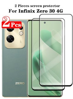 Buy 2 Pieces Full Cover Glass Screen Protector For Infinix Zero 30 4G Black/Clear and Screen Protector Accessories in Saudi Arabia