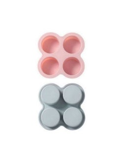 Buy 4 Cavity 2 Pcs Egg Molds Reusable Silicone Air Fryer Egg Mold Non-Stick Air Fryer Baking Pan Silicone Muffin Pans For Baking Hamburger Bun Pan Air Fryer Accessories in UAE