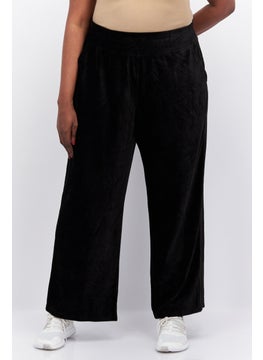 Buy Women Plus Size Wide Leg Corduroy  Pants, Black in UAE