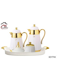 Buy Thermos set for Tea and Coffee with Serving sauce, Sugar Packet and Attractive Tea box 5 pieces in Saudi Arabia