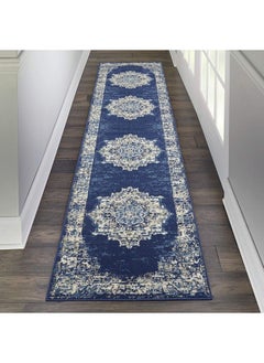 اشتري Grafix Persian Navy Blue 2'3" X 10' Area Rug Easy Cleaning Non Shedding Bed Room Living Room Dining Room Kitchen (2X10) في الامارات