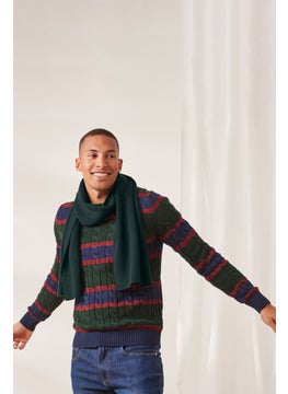 Buy Men Textured Scarf 180 x 30 cm, Green in UAE