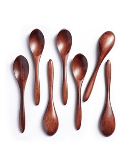 Buy 7 PCS Small Wooden Spoons Honey spoons for Tea Smooth Wooden Honey Teaspoon for Coffee Ellipse Serving Wood Spoons Mini Table Spoon for Jar and condiments Wooden Spoons for Eating in Saudi Arabia