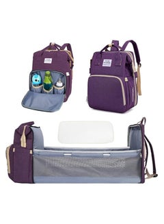 Buy diaper bag with bed diaper bag backpack travel baby bed Large Capacity Maternity Bag - Waterproof Baby Bed, Diaper Changing Backpack, and Baby Care Handbag in One (Purple) in Egypt