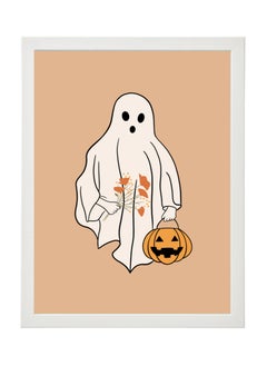 اشتري Halloween Ghost and Pumpkin Framed Poster 30x40cm - Spooky Wall Art Decor for Home, Office, or Party , Trick or Treat Pumpkin Artwork, Halloween Decoration Gift Idea في الامارات