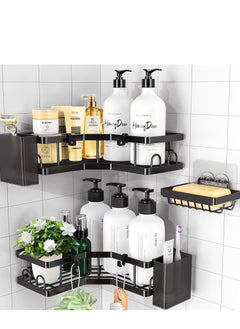 Buy Bathroom Organizer, 2 Pack Corner Shower Caddy, Adhesive Shower Corner Organizer Shelves, No Drilling Stainless Steel Shower Storage Rack with Hooks,Toothbrush Holder,Soap Holder for Bathroom in UAE