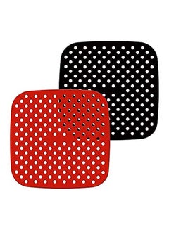 Buy Square Silicone Air Fryer Liners (8.5 inch 2pc-Black and Red) Reusable Air Fryer Liners, Non-Stick Silicone Liners in Egypt