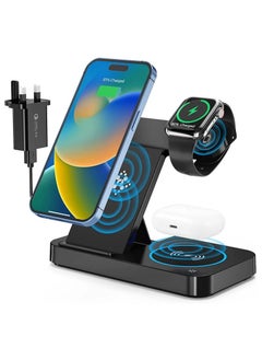 Buy Wireless Charger,4 in 1 Wireless Charging Station,15W Fast Wireless Charging Stand for Phones iWatch Series in UAE