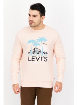 اشتري Men Crew Neck Long Sleeve Graphic Print Sweatshirt, Peach في السعودية