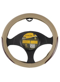 اشتري Steering Wheel Cover- EPS1229 Size M With Leather Touch for Improved Control and Grip Perfect for Protecting your Steering Wheel From Cracking and Peeling Beige في الامارات