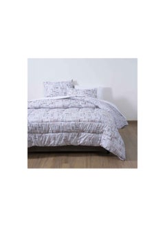 Buy Brush Grid 3-piece Comforter Set 160x220cm - Mauve in UAE