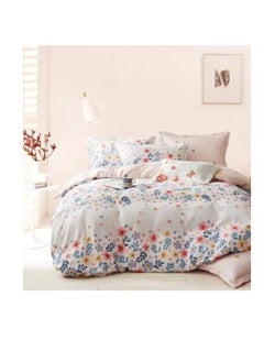 Buy Comforters 6pcs Vintage Quilted Bedding Set, Includes 1 fixed Quilt, 1 Fitted Sheet, And 4 Pillowcases,  Floral Design in UAE