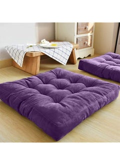 Buy Square Floor Tufted Velvet Cushion 55X55X10Cm in Saudi Arabia