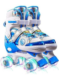 Buy Roller Skates for Kids Adjustable with All Wheels Light up Fun for Girls and Kids(Blue) in UAE