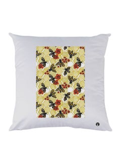 Buy Florals Printed Throw Pillow Polyester White/Green/Black 30x30cm in Egypt